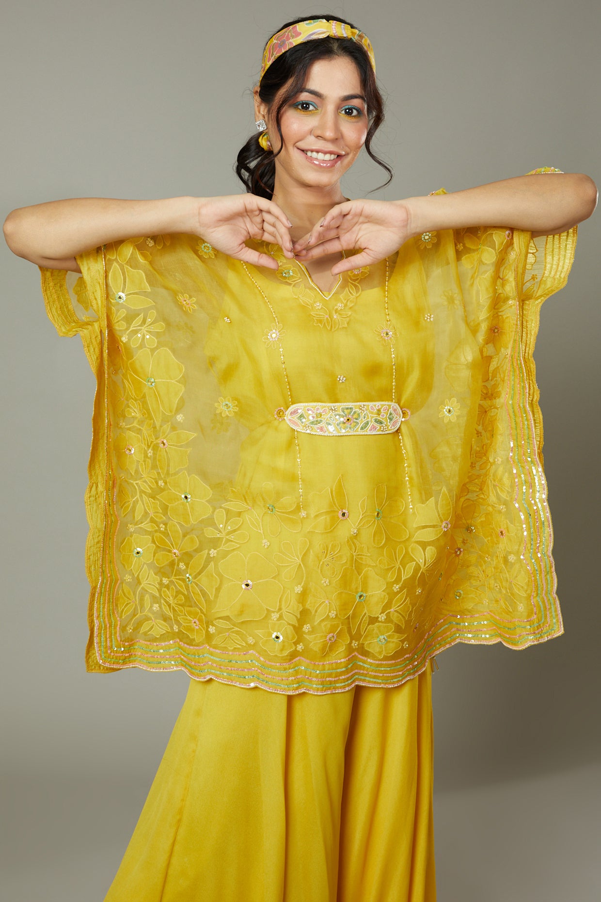 Mango bite candy flared plazzo cum sharara set