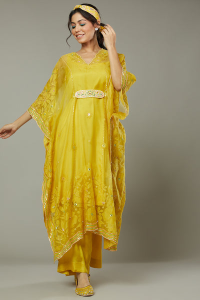 Mango bite candy applique and hand embroidered Kaftan set