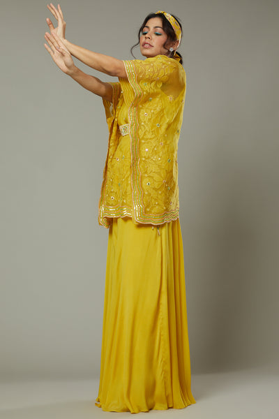 Mango bite candy flared plazzo cum sharara set