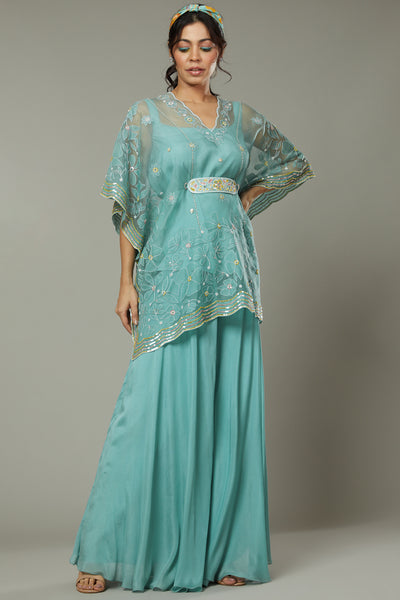Peppermint candy flared plazzo cum sharara set