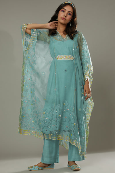 Peppermint candy applique and hand embroidered Kaftan set
