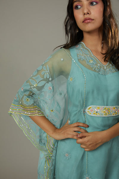 Peppermint candy applique and hand embroidered Kaftan set