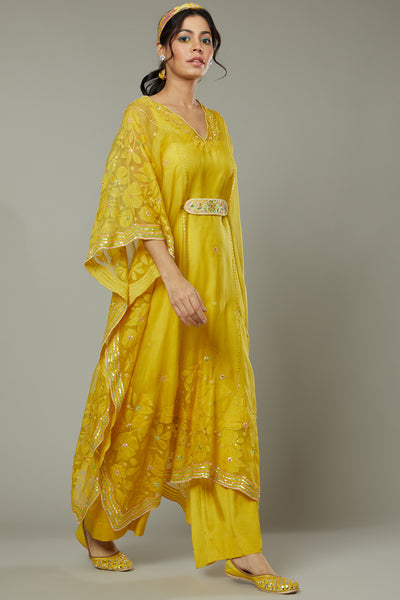 Mango bite candy applique and hand embroidered Kaftan set