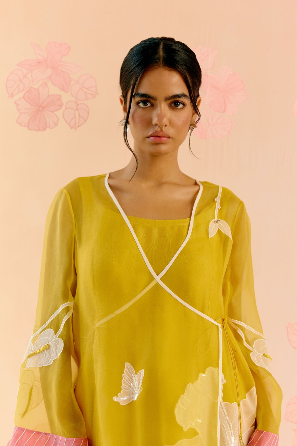 "I AM" a Marigold mustard applique & hand embroidered angrakha kurta set