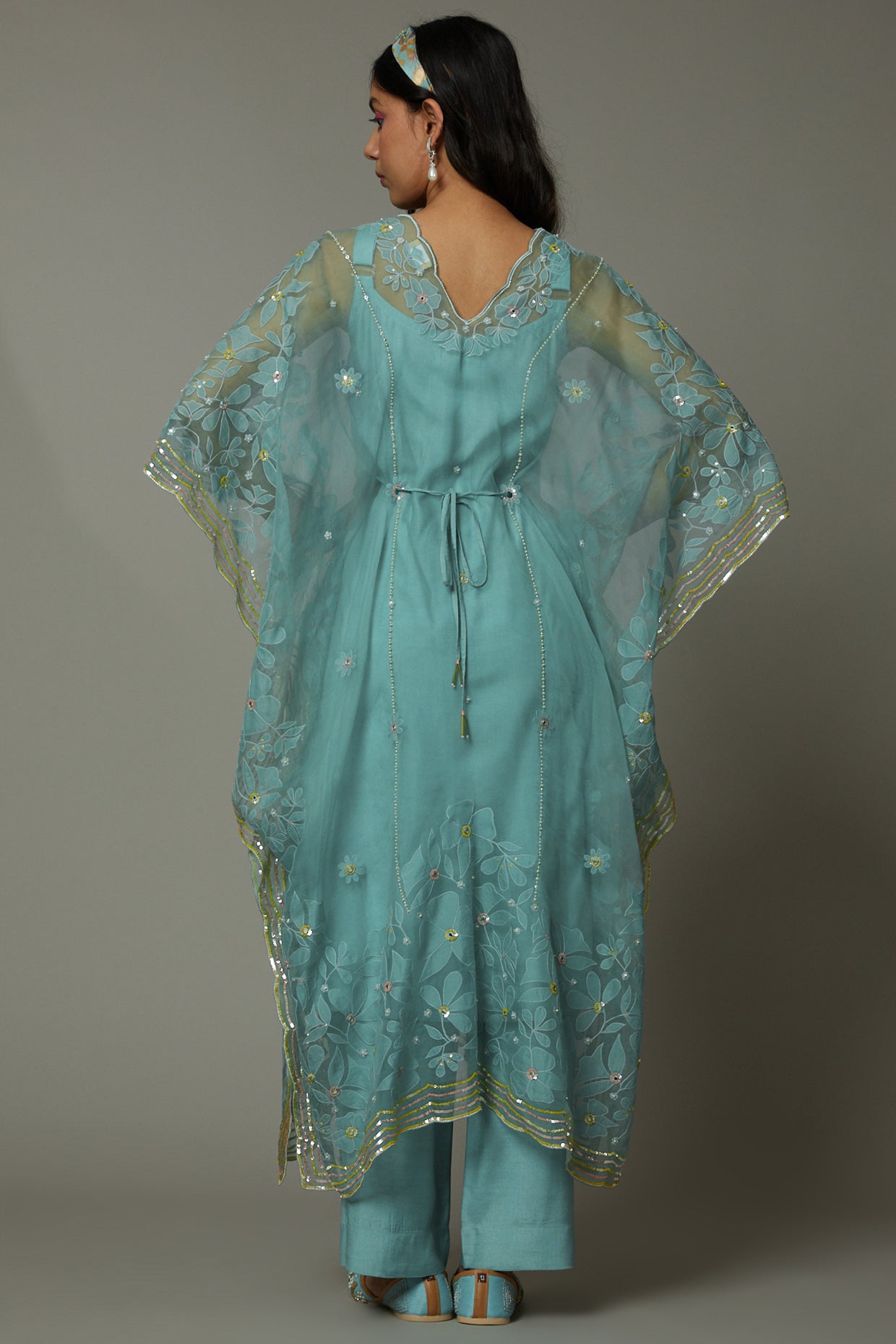 Peppermint candy applique and hand embroidered Kaftan set