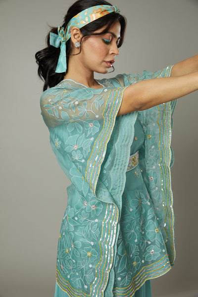 Peppermint candy flared plazzo cum sharara set