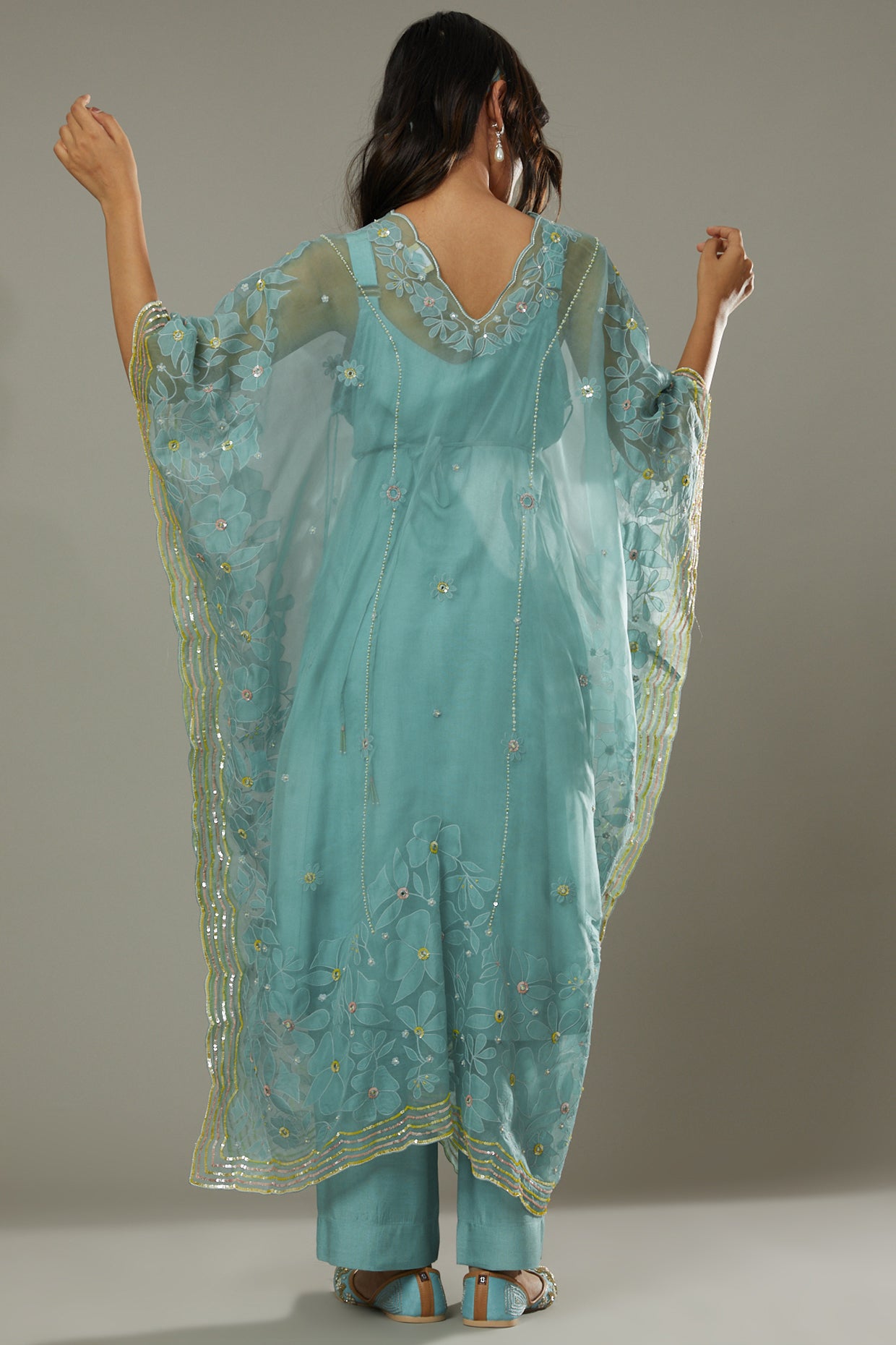 Peppermint candy applique and hand embroidered Kaftan set