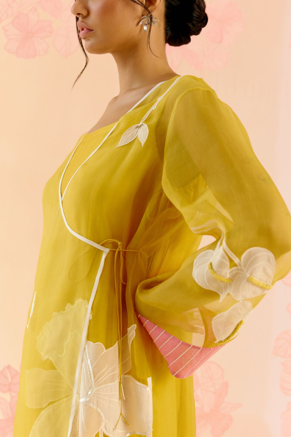 "I AM" a Marigold mustard applique & hand embroidered angrakha kurta set