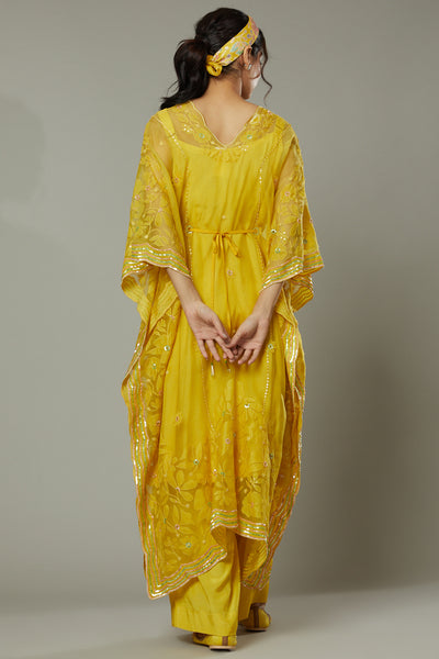 Mango bite candy applique and hand embroidered Kaftan set