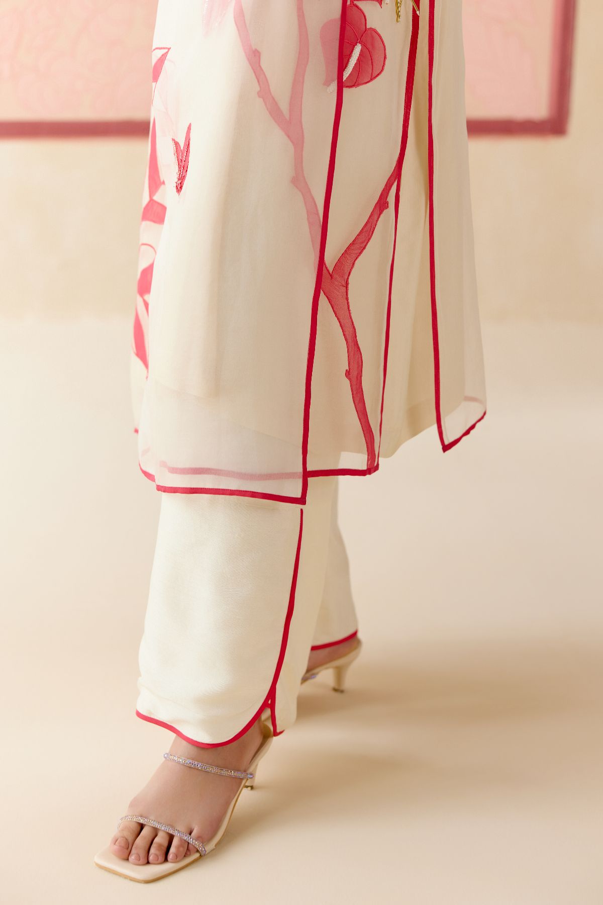 "I AM" a Rose white applique & hand embroidered angrakha kurta set