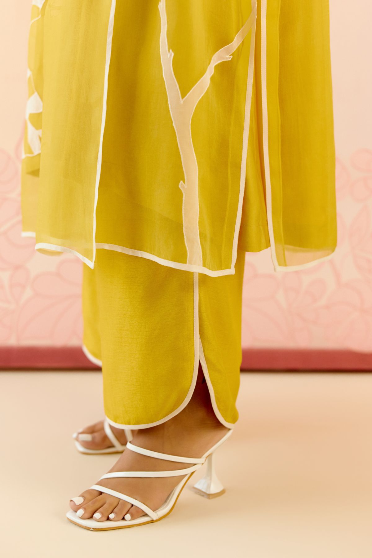 "I AM" a Marigold mustard applique & hand embroidered angrakha kurta set