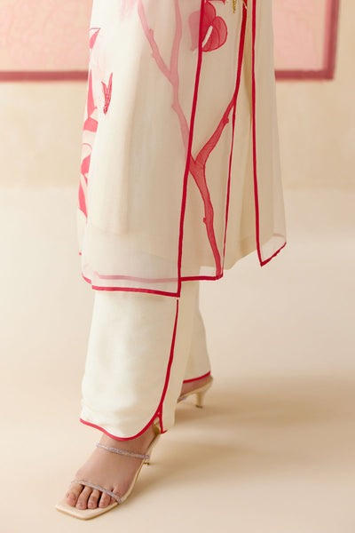 "I AM" a Rose white applique & hand embroidered angrakha kurta set