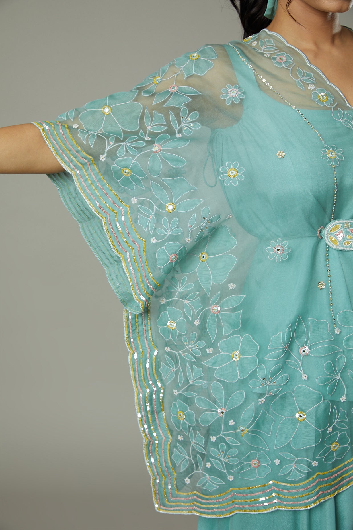 Peppermint candy flared plazzo cum sharara set