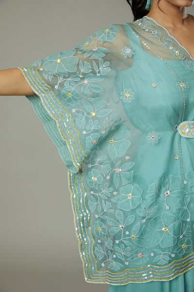 Peppermint candy flared plazzo cum sharara set