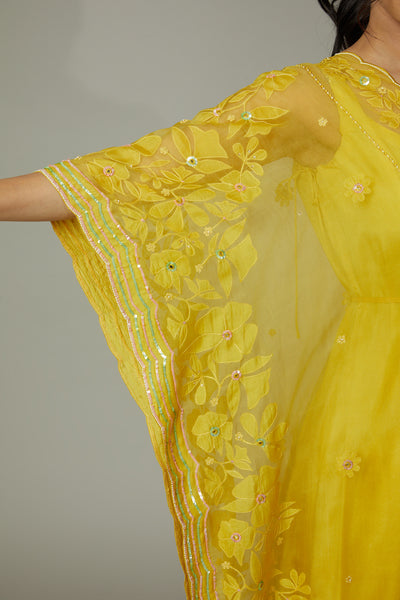 Mango bite candy applique and hand embroidered Kaftan set