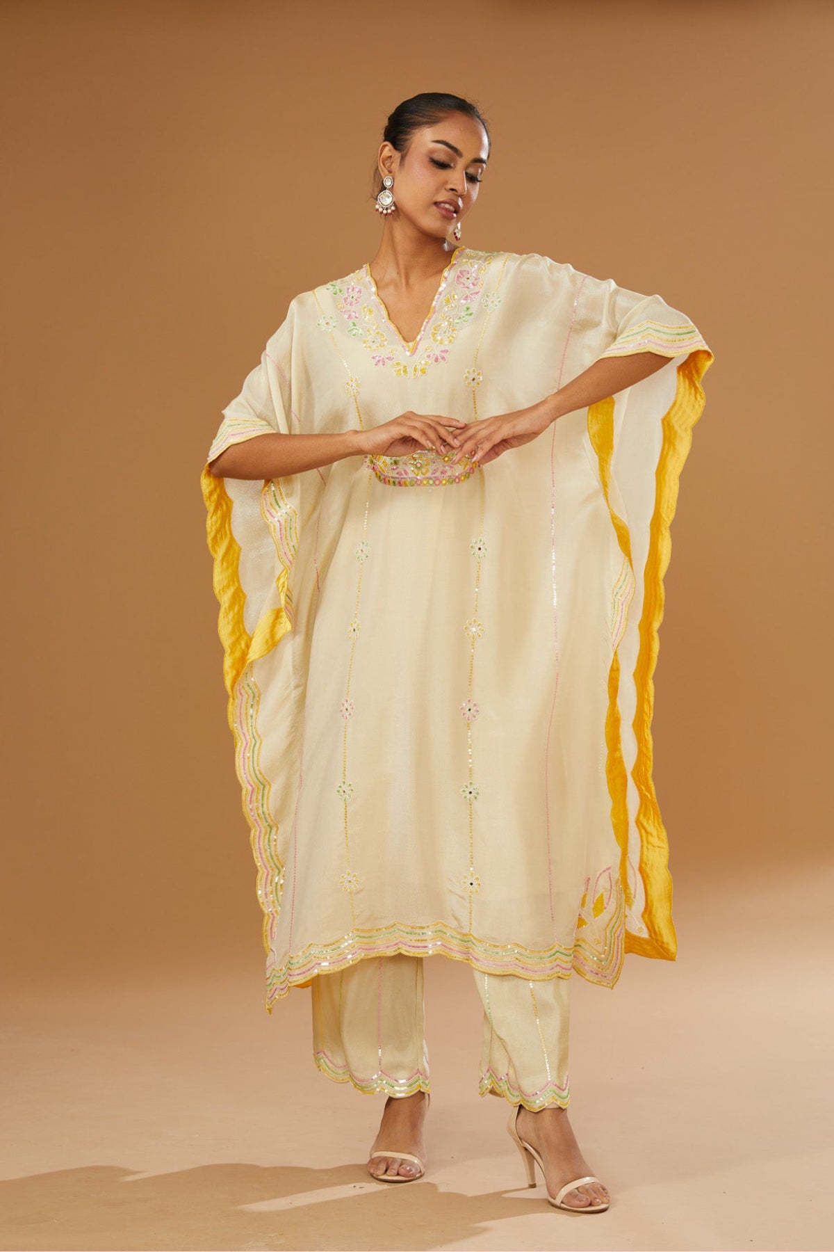 Fusion Hand Embroidered Kaftan Set