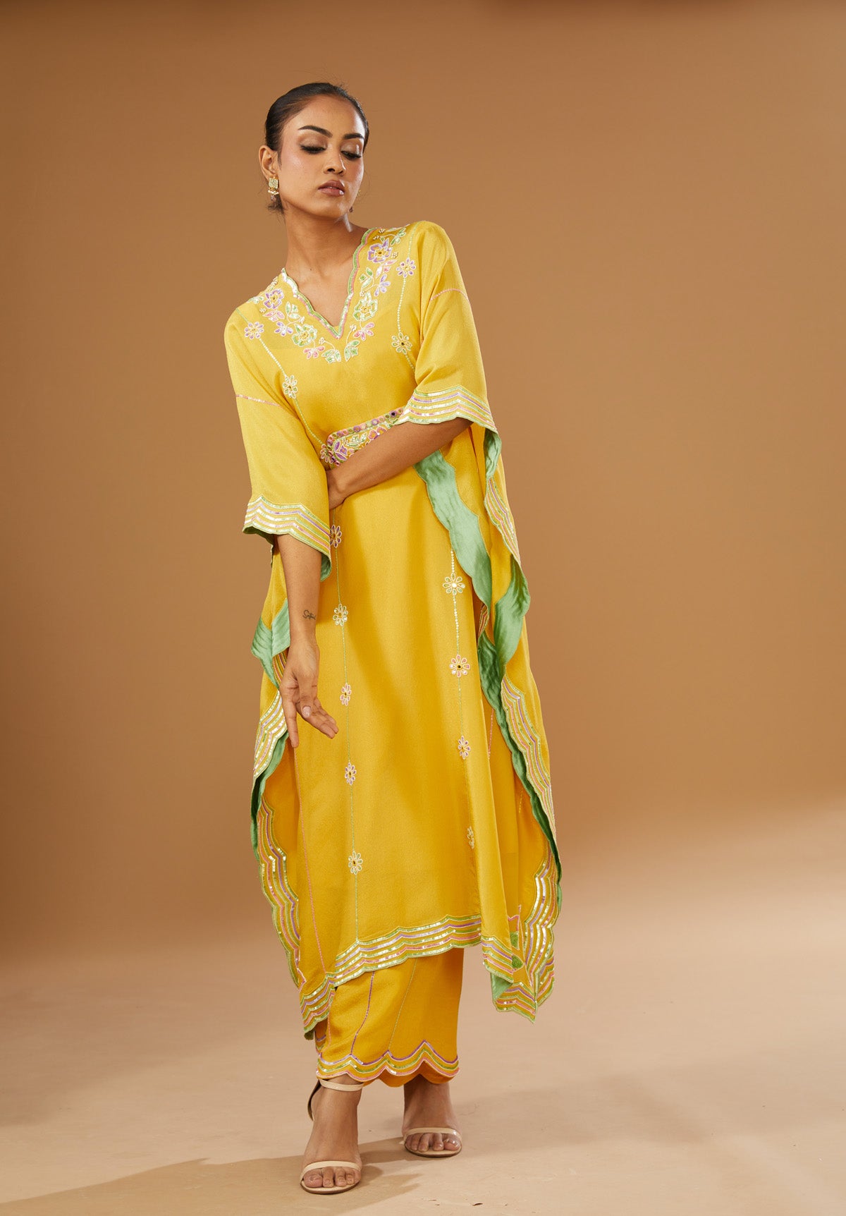 Fusion Hand Embroidered Kaftan Set