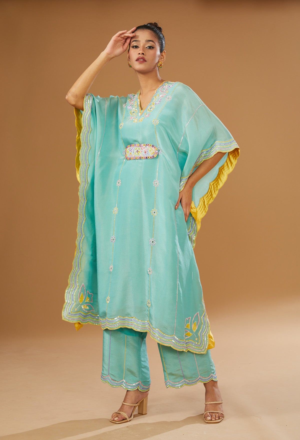 Fusion Hand Embroidered Kaftan Set