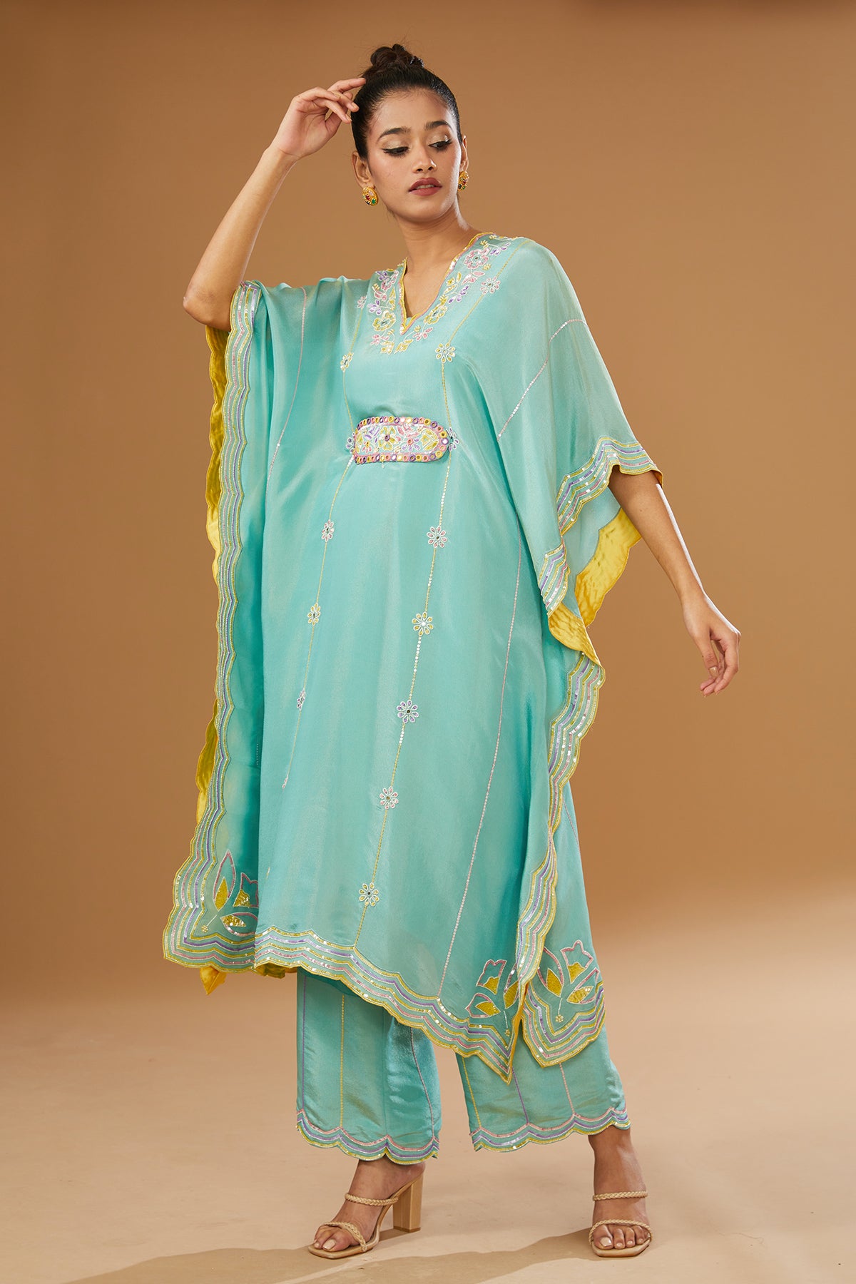 Fusion Hand Embroidered Kaftan Set