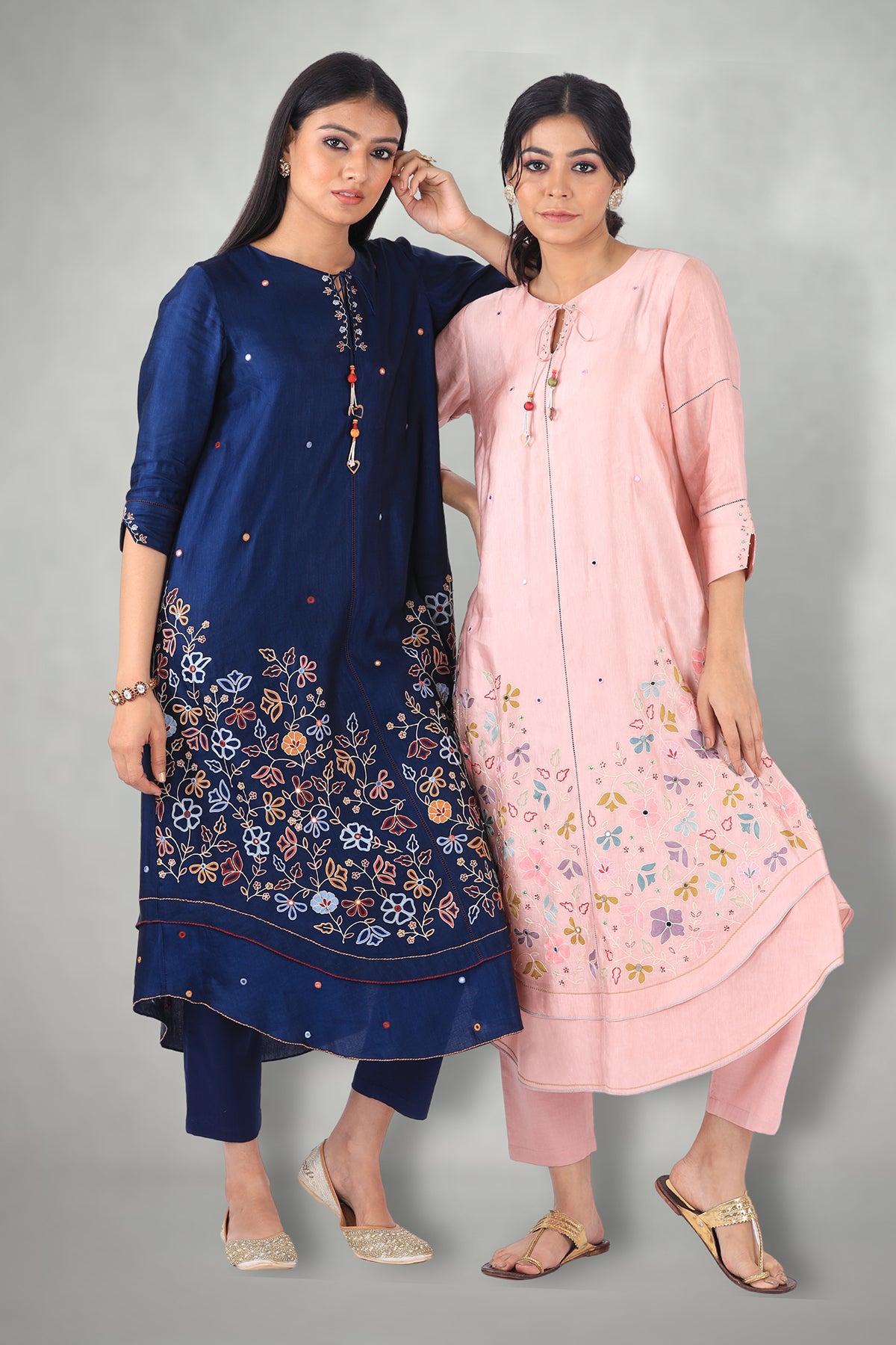 Blue Aari & Mirror Work Suit Set