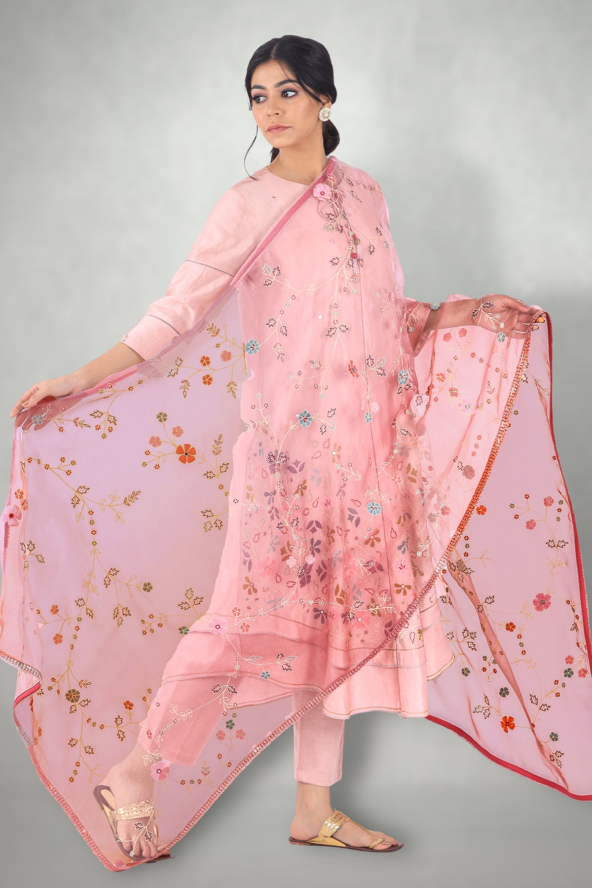 Blush Pink Aari & Mirror Work Suit Set