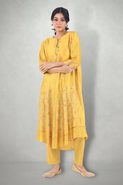 Mustard Aari & Mirror Work Suit Set