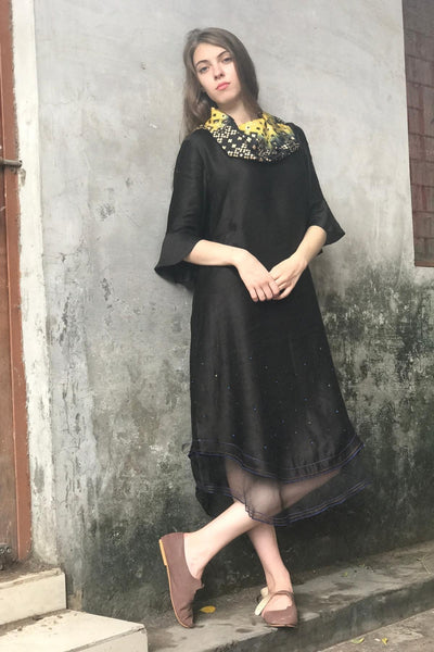 Black Cowl Neck Kurta Dress