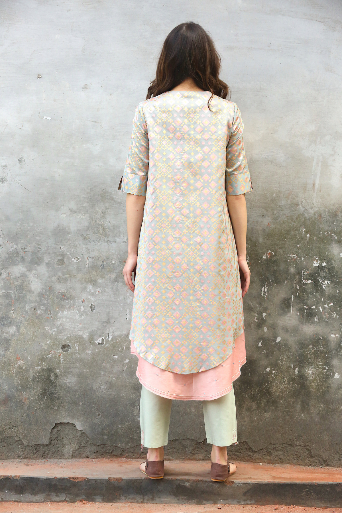 Mint Ikat Printed Kurta Set