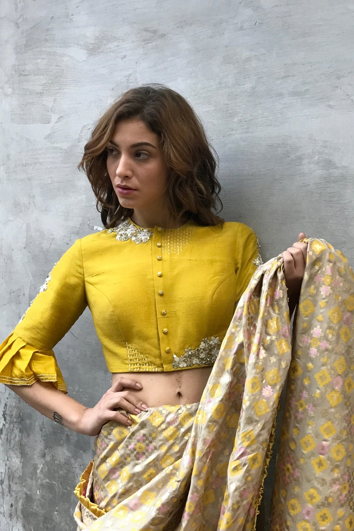 Mustard Crop Top / Blouse