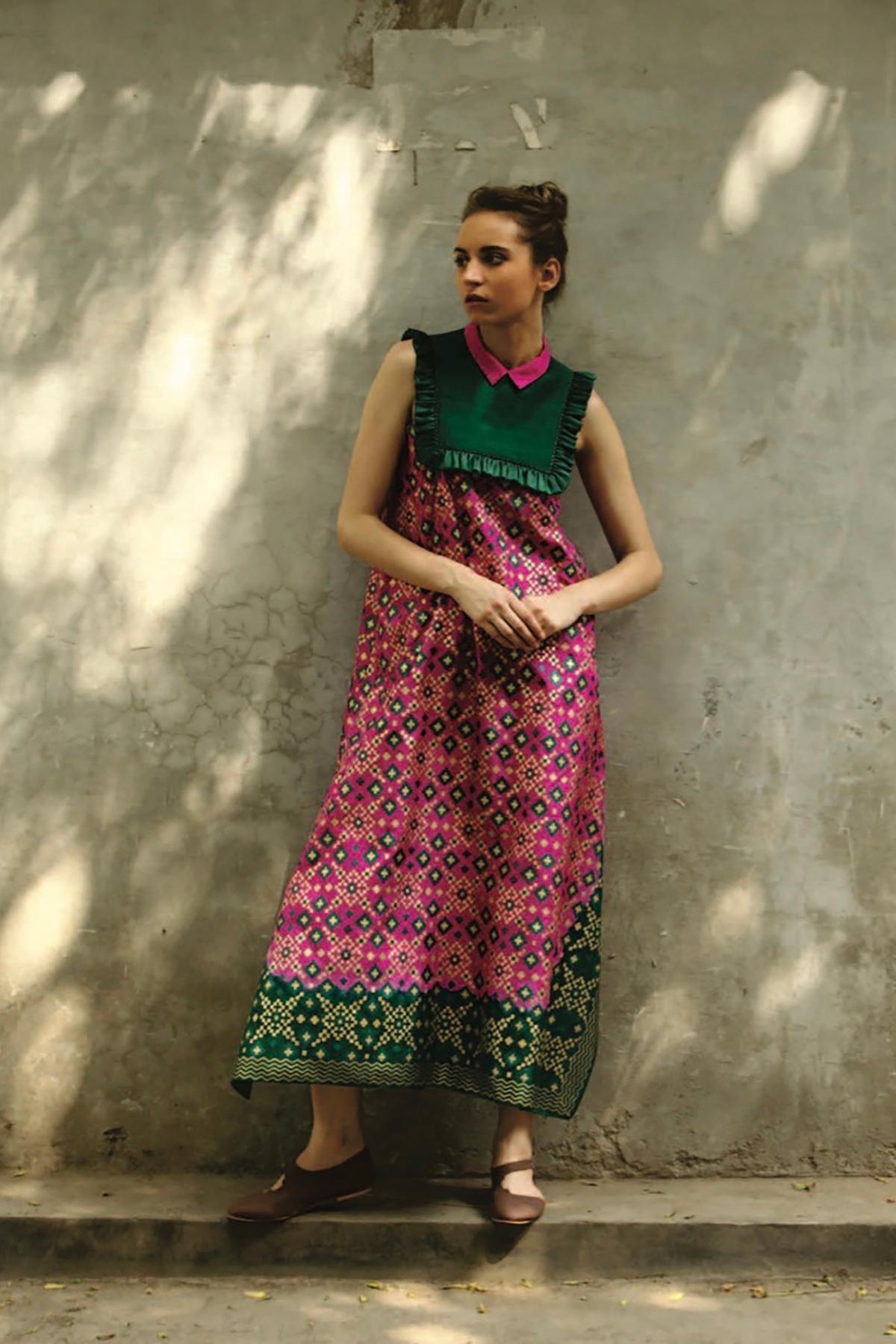 Hot Pink & Green Kurta Dress