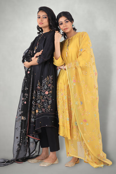 Mustard Aari & Mirror Work Suit Set