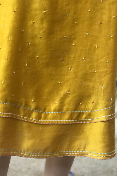 Mustard Cowl Neck Kurta Dress