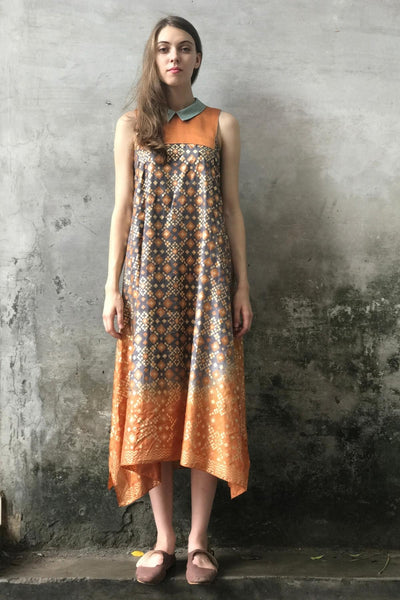 Grey & Dust Orange Kurta Dress