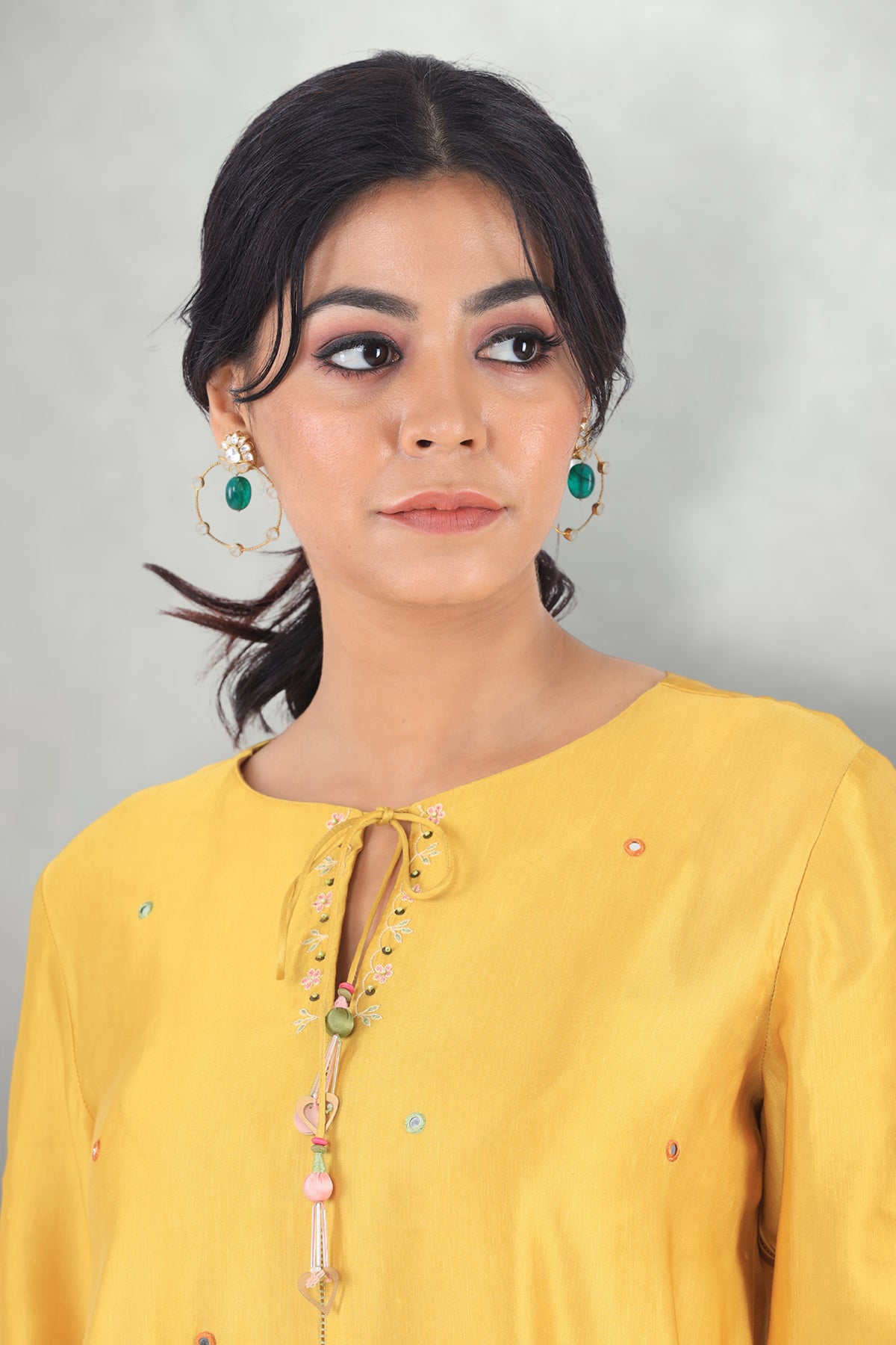 Mustard Aari & Mirror Work Suit Set