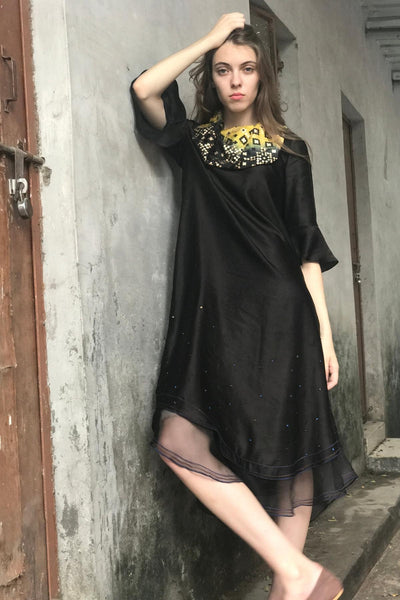 Black Cowl Neck Kurta Dress