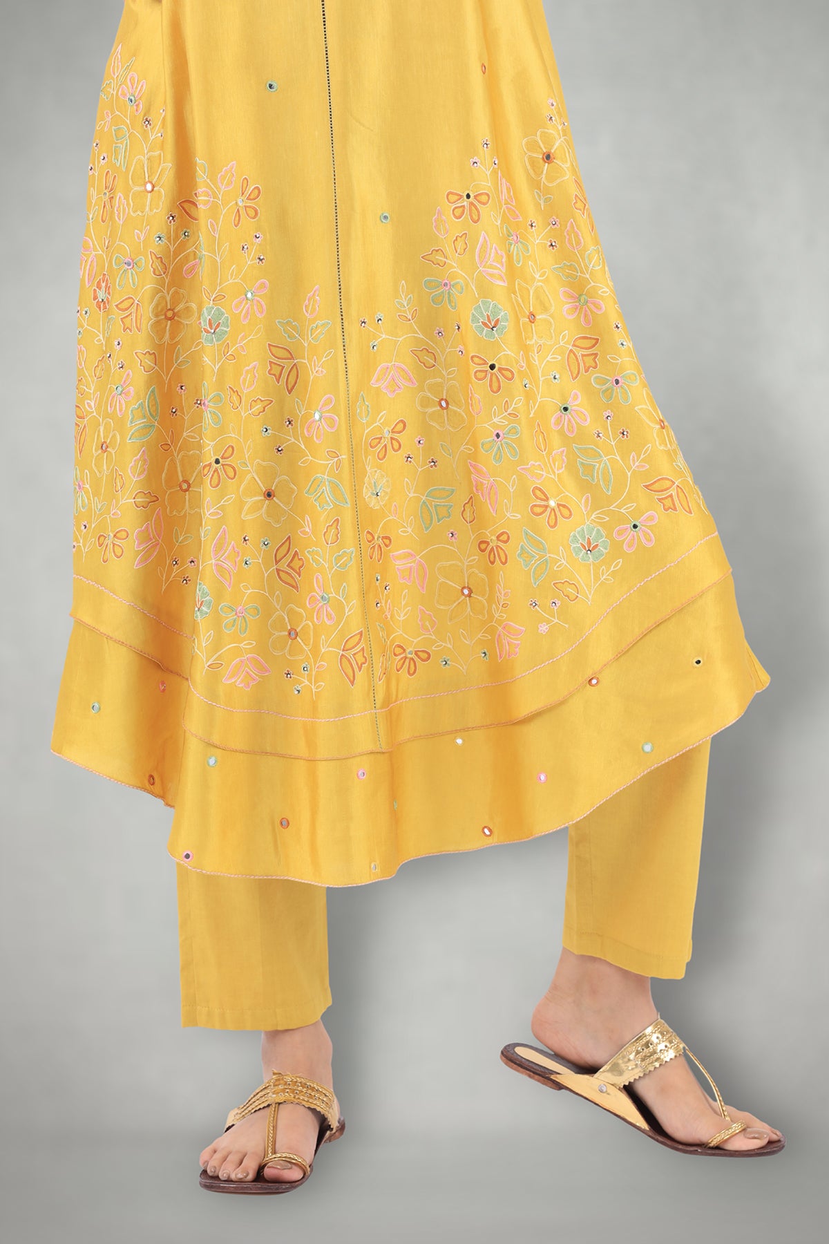 Mustard Aari & Mirror Work Suit Set