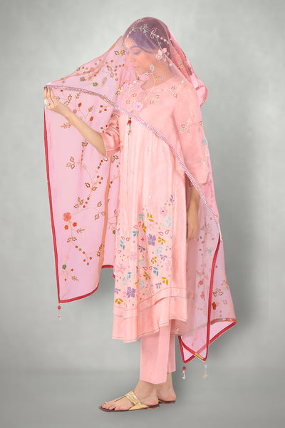 Blush Pink Aari & Mirror Work Suit Set