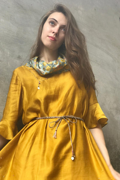 Mustard Cowl Neck Kurta Dress