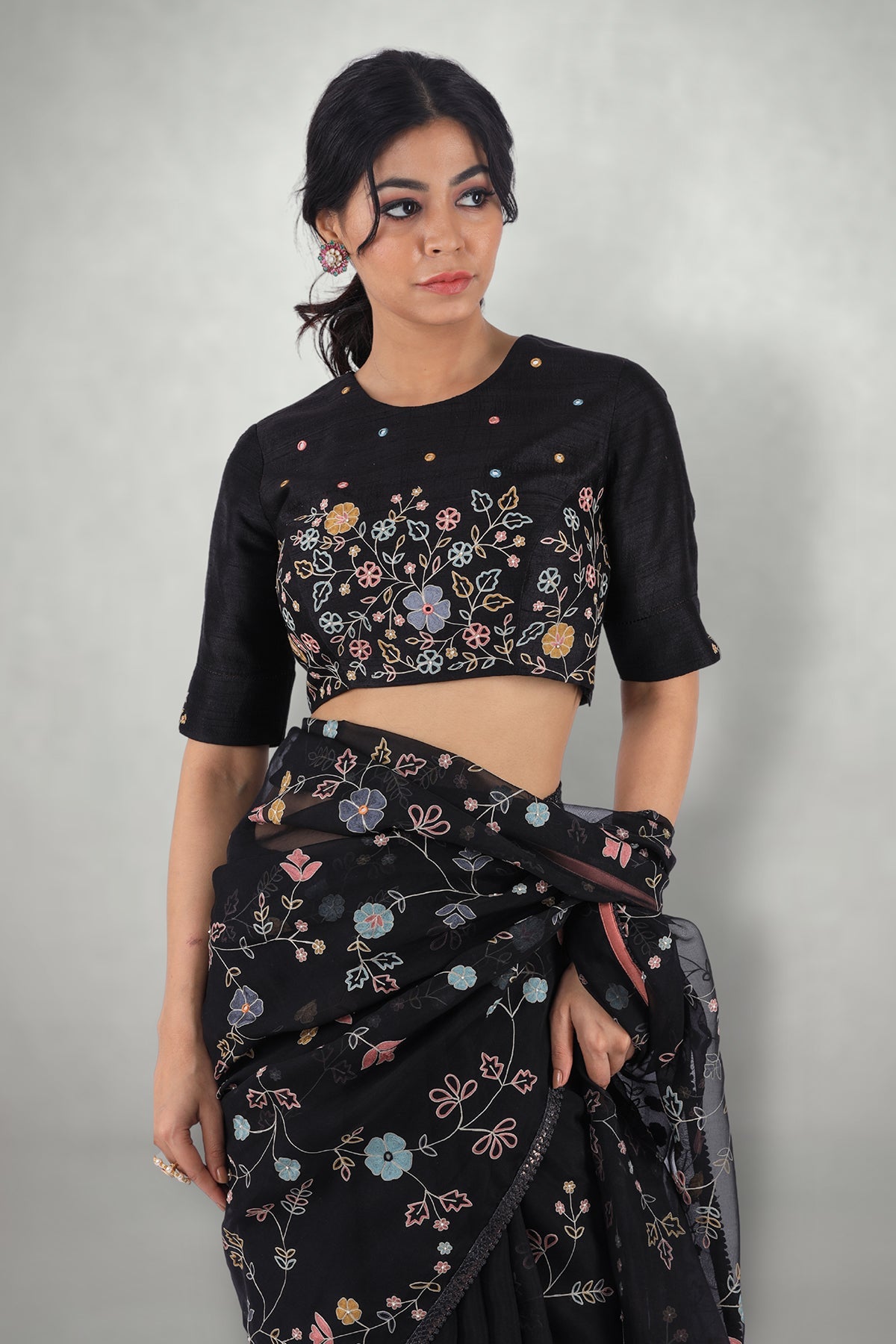 Black Aari & Mirror Work Blouse