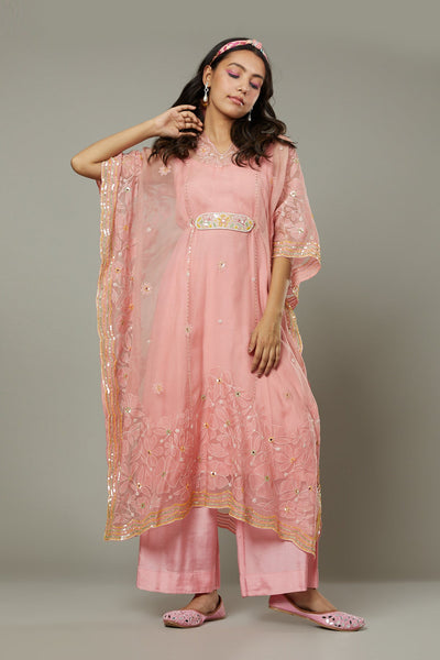 Candy floss applique and hand embroidered Kaftaan set