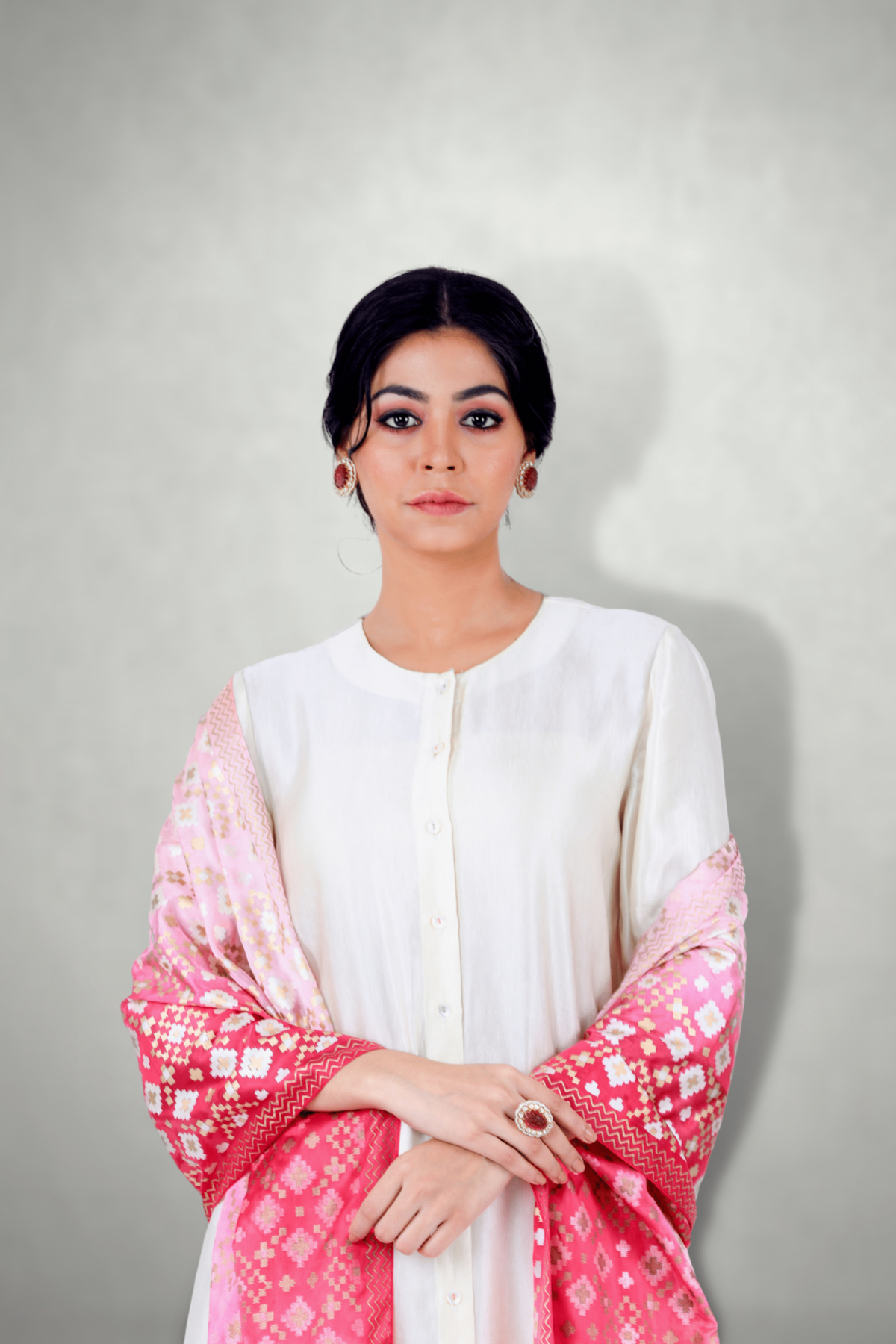 Ivory French Knots Embroidered Suit Set