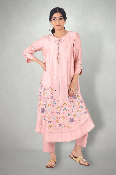 Blush Pink Aari & Mirror Work Suit Set