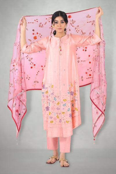 Blush Pink Aari & Mirror Work Suit Set