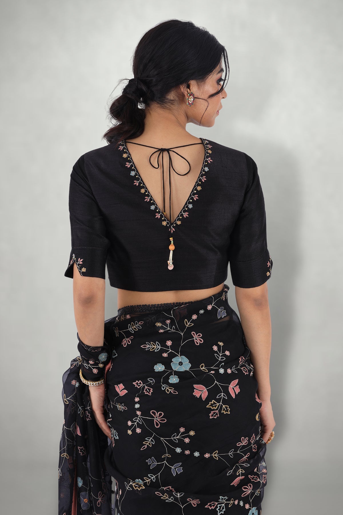 Black Aari & Mirror Work Blouse