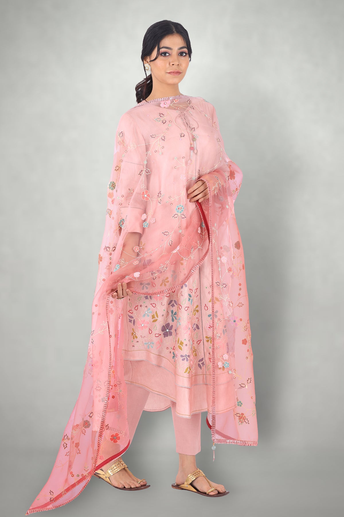 Blush Pink Aari & Mirror Work Suit Set