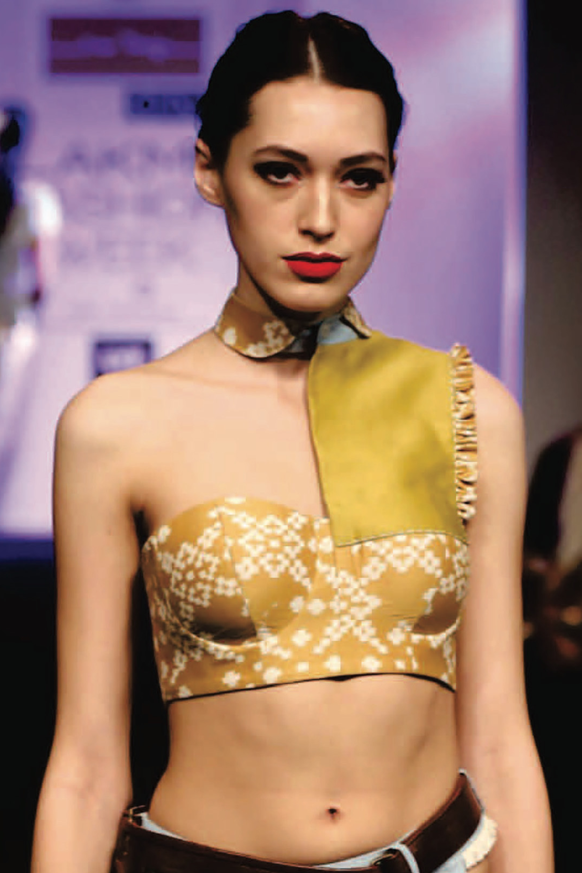 Mustard Ikat Printed Crop Top