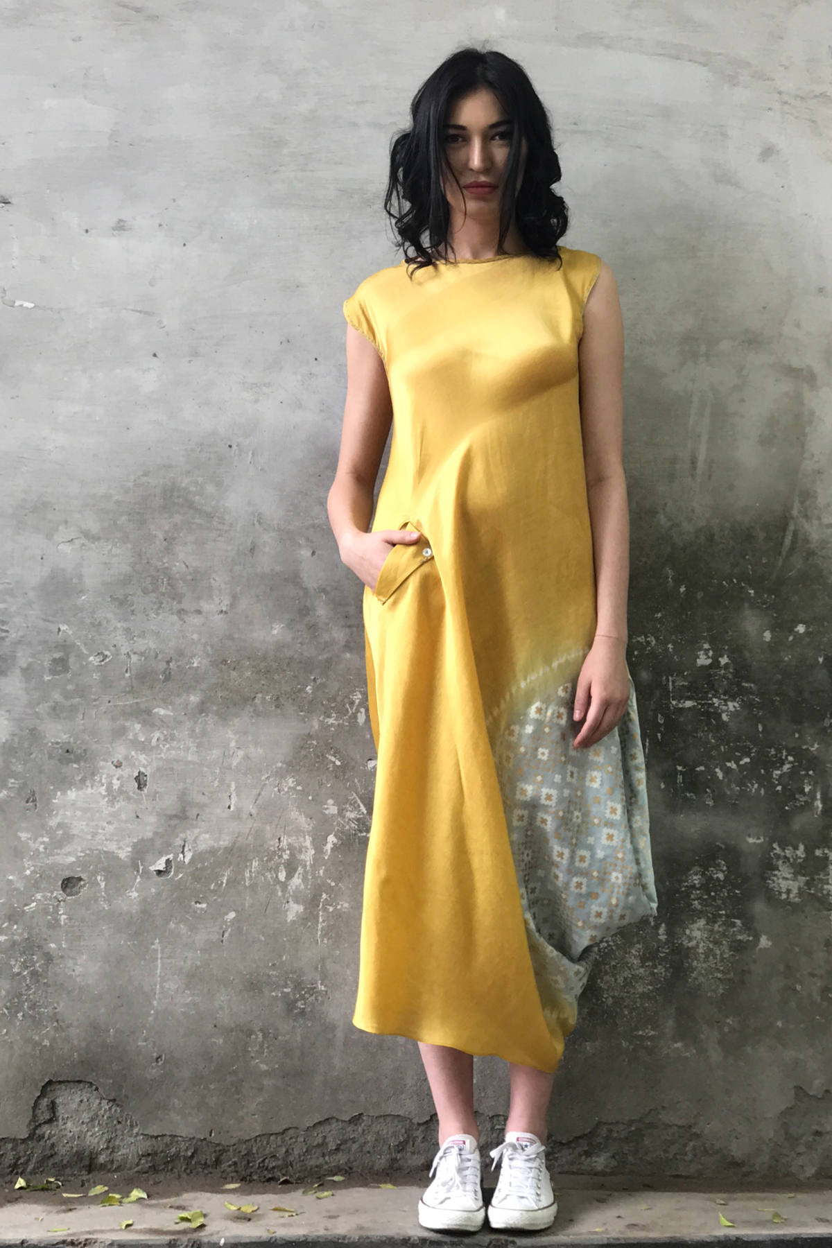 Mustard Cowl Kurta Dress