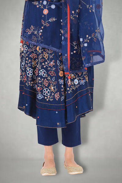 Blue Aari & Mirror Work Suit Set