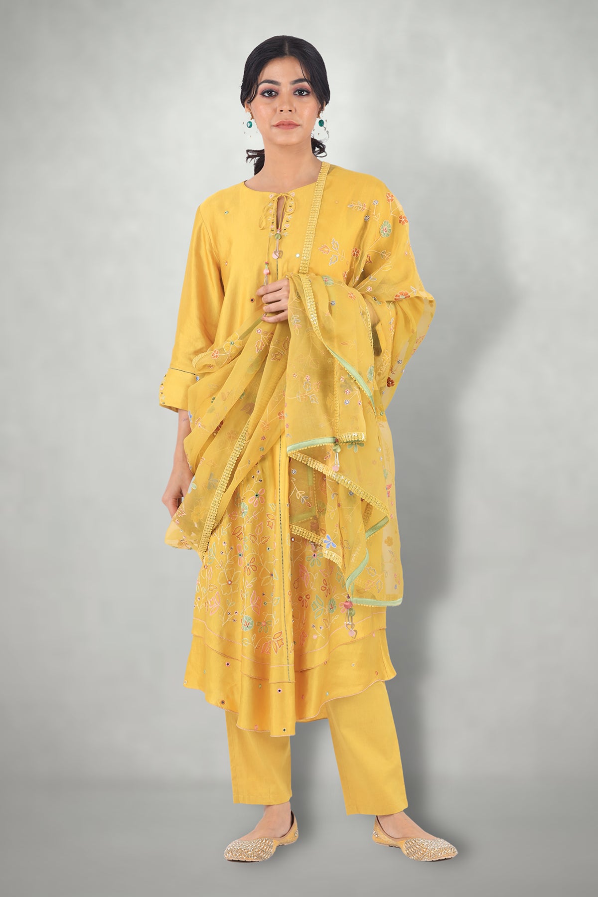 Mustard Aari & Mirror Work Suit Set