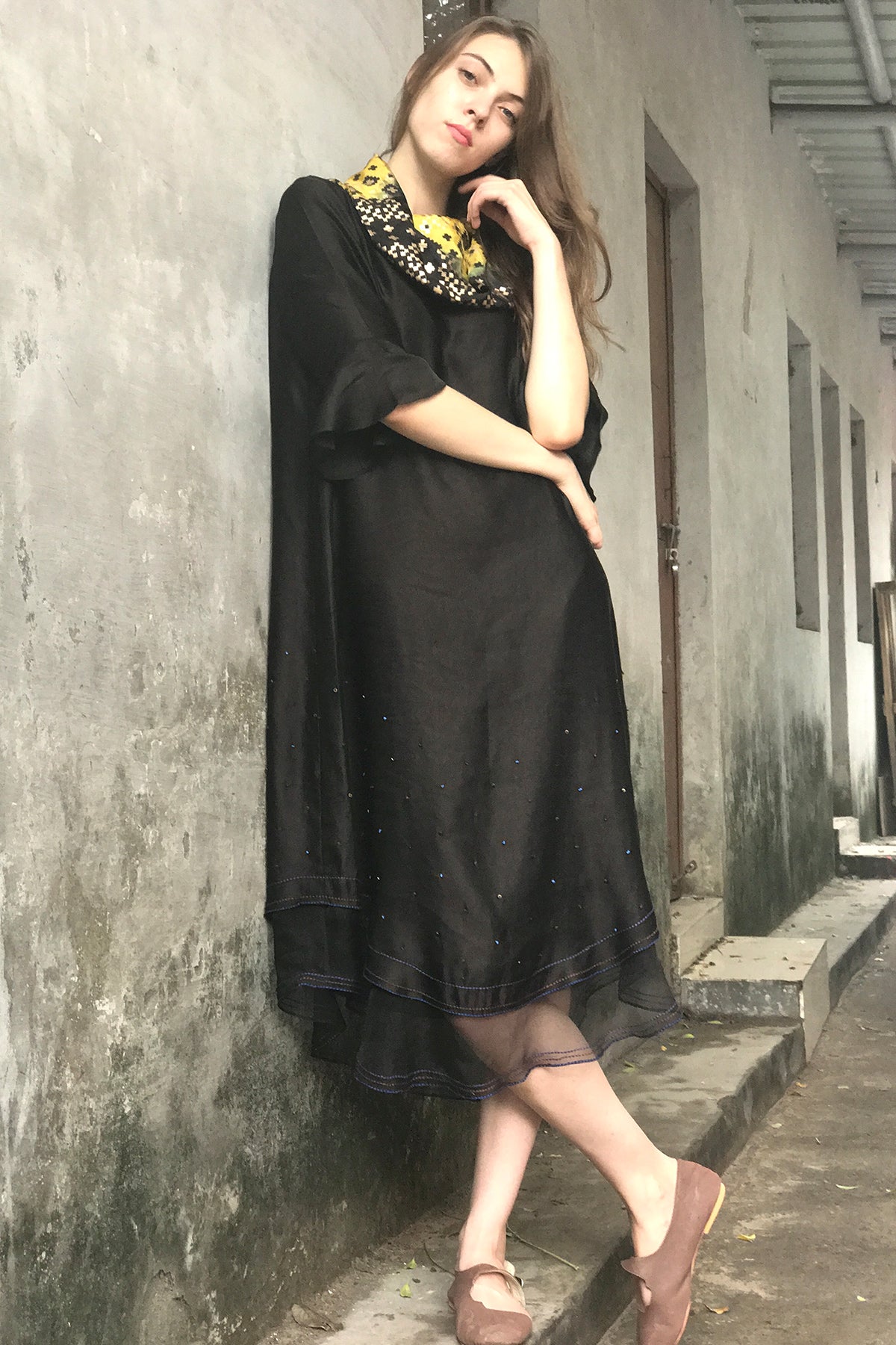 Black Cowl Neck Kurta Dress